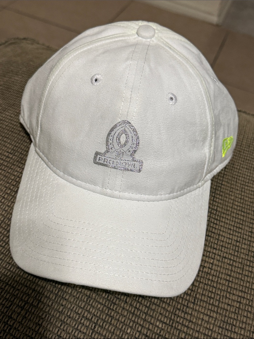 New Era White Baseball Cap with Silver Reflective Logo